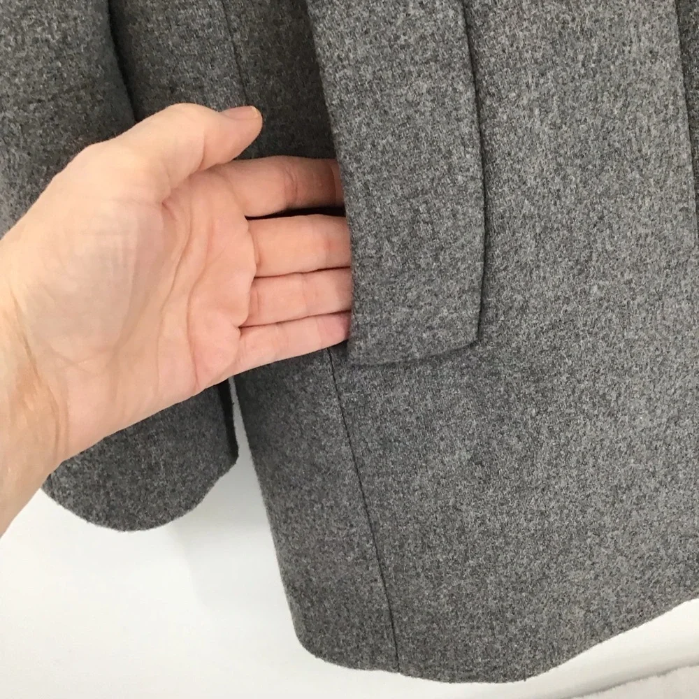 J Crew Mercantile Wool Blend Cit Coat Mid-Length Zip-Up Coat Heather Gray Size 2